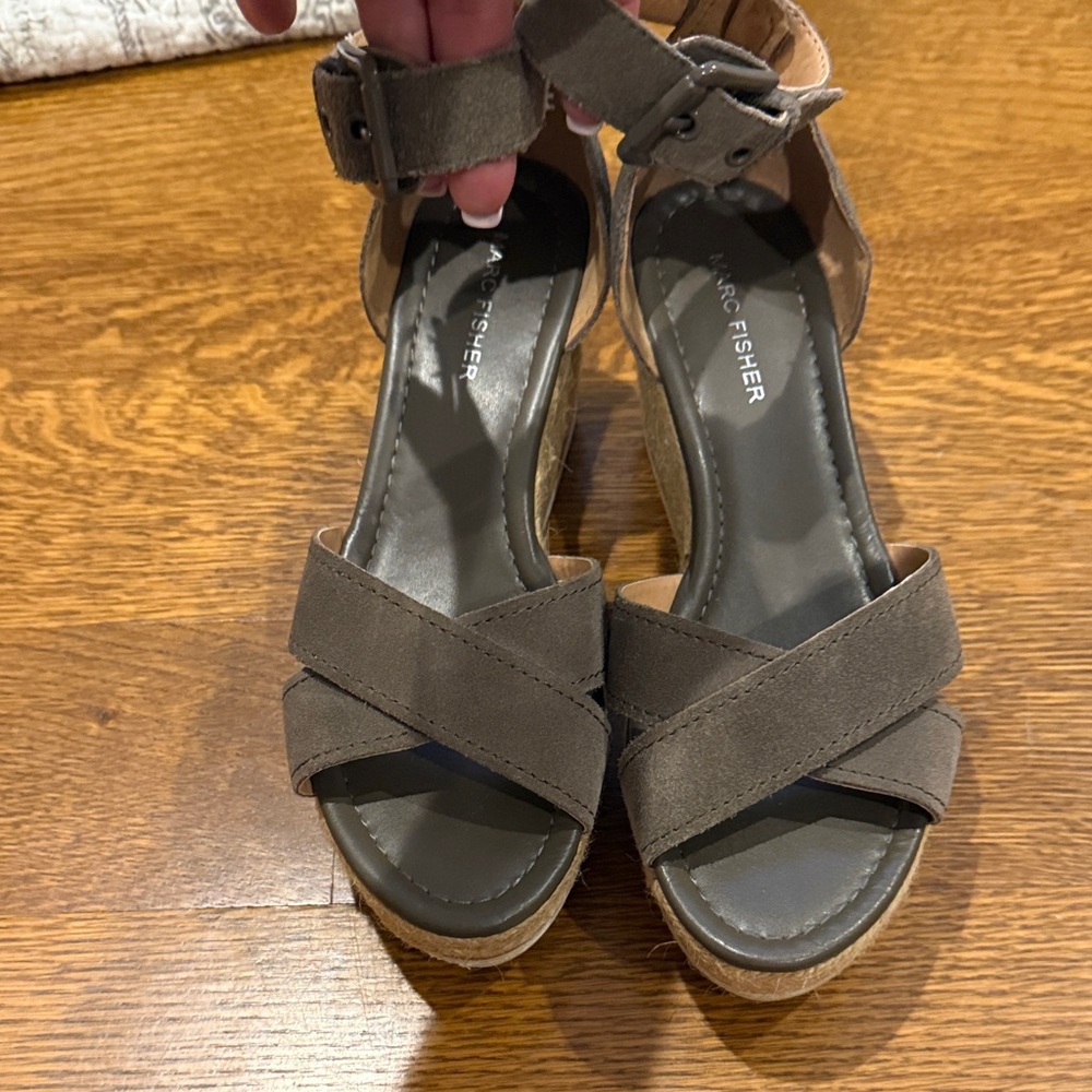 Marc Fisher Taupe Espadrille Sandals